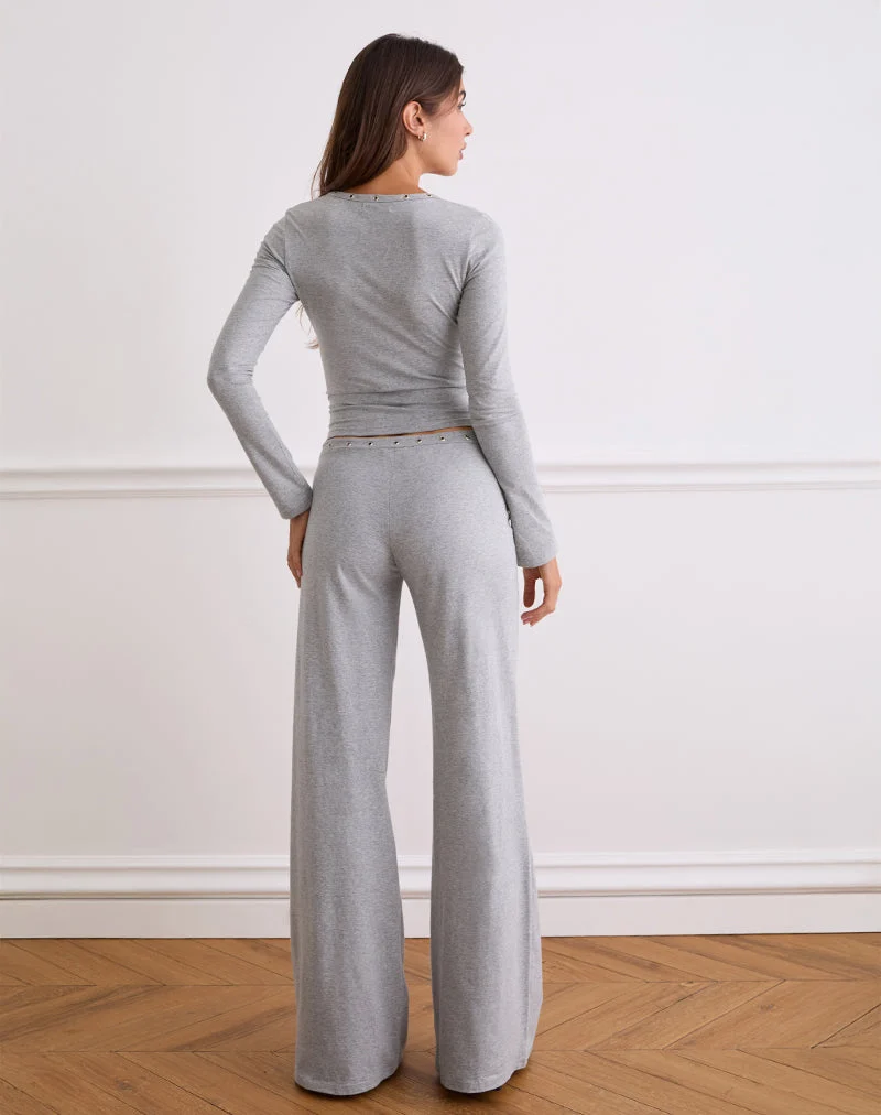 Dorala Low Rise Hose mit Ösen in Grau meliert