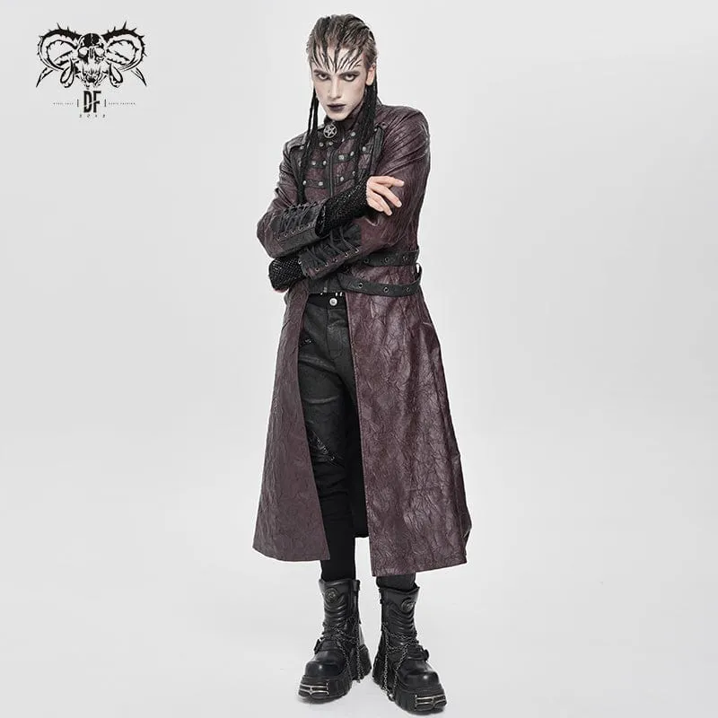 Herren Punk Eyelet Strappy Zip Coat Rot