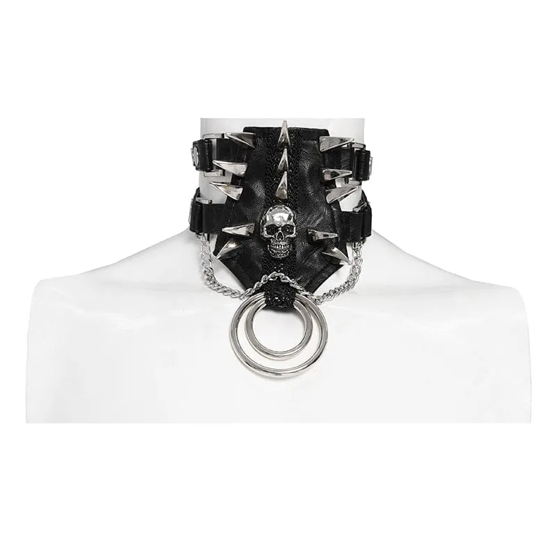 Herren Punk Nieten Totenkopf Layered Choker