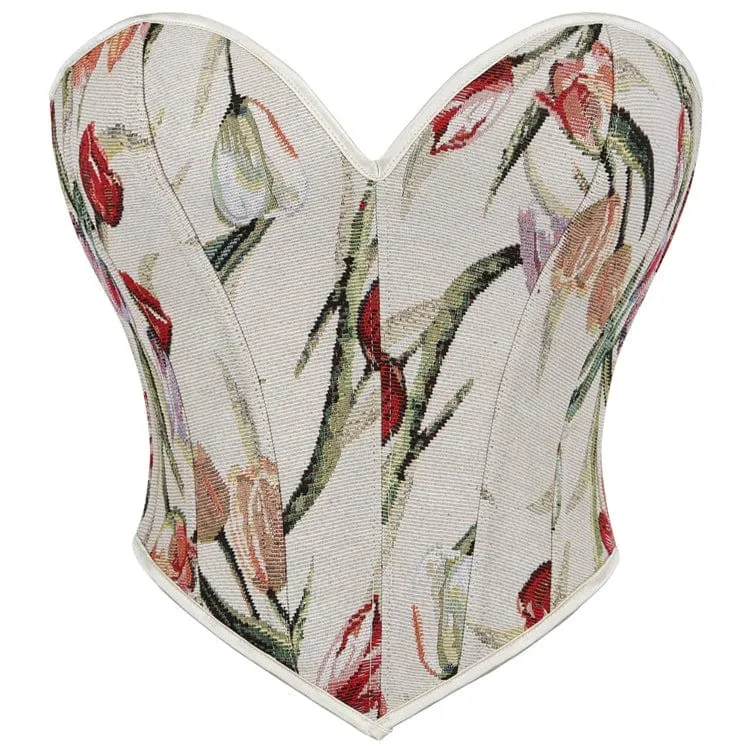 Gothic-Überbrustkorsett mit Blumenmuster und Jacquardmuster für Damen