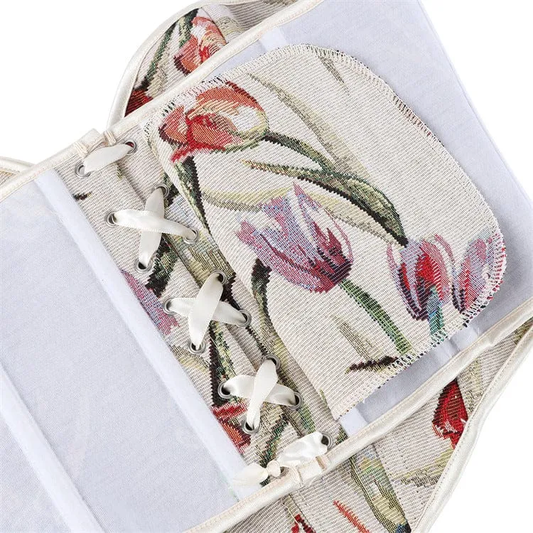 Gothic-Überbrustkorsett mit Blumenmuster und Jacquardmuster für Damen