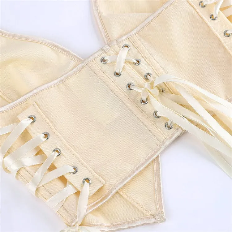 Damen Gothic Neckholder Schnür-Reißverschluss Bustier