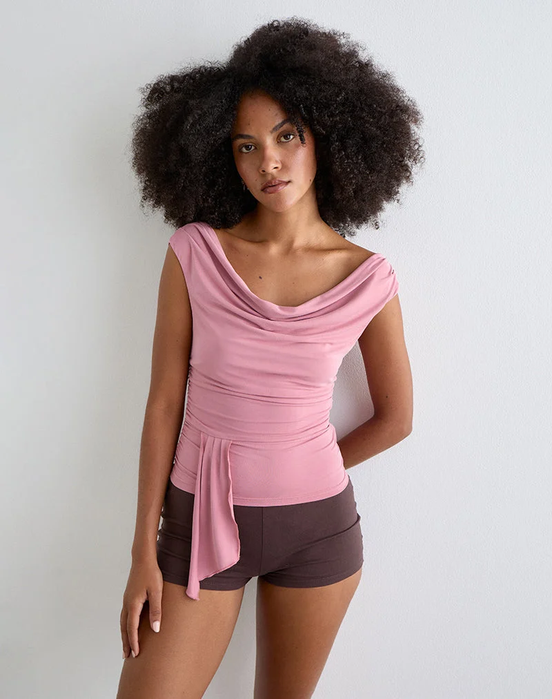 Neida Drapiertes Top aus Cupro Rosa