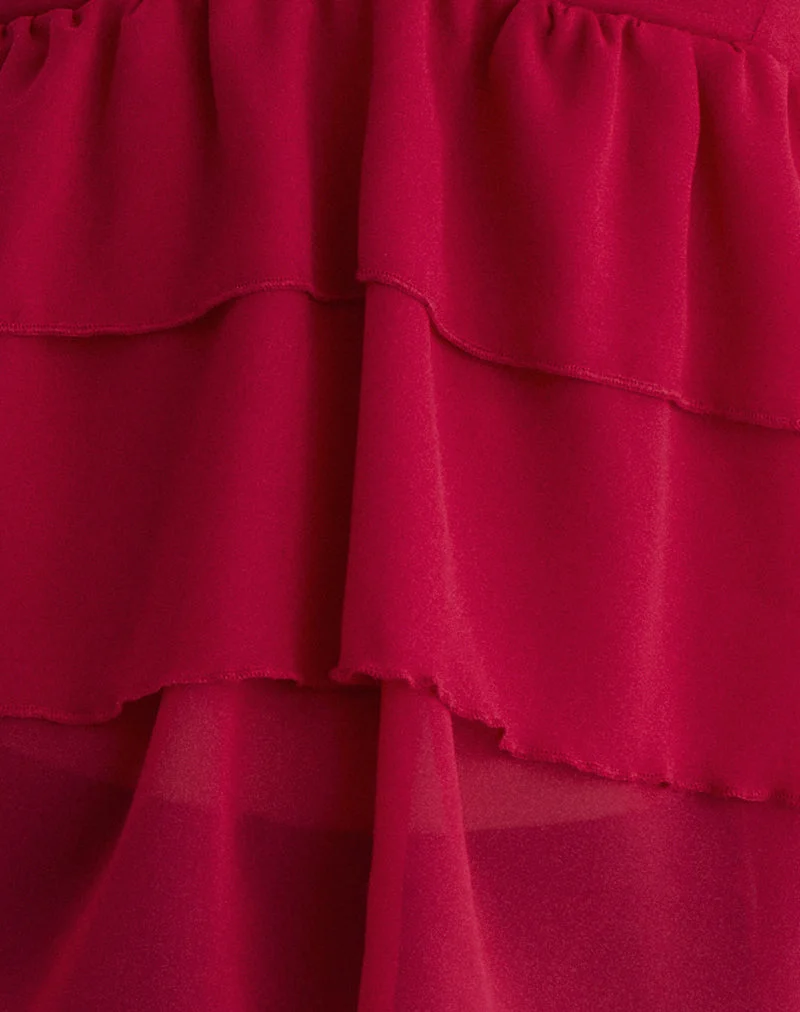 Selvina Rüschen-Cami-Top in Rot