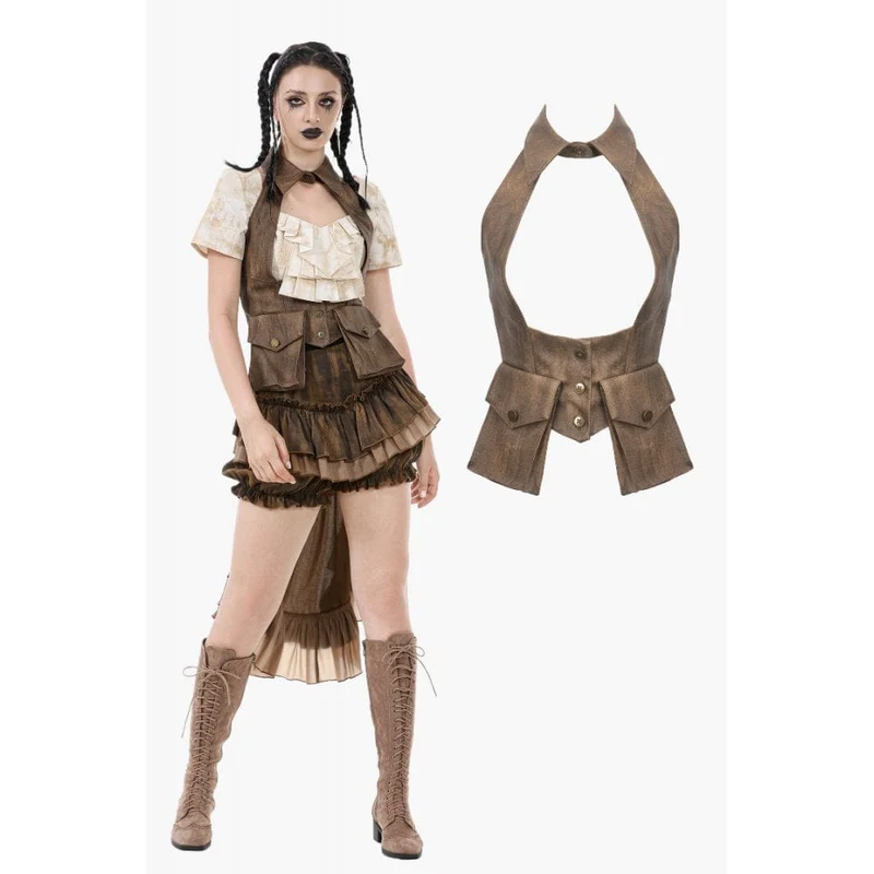 Steampunk-Utility-Weste für Damen mit Cargotaschen
