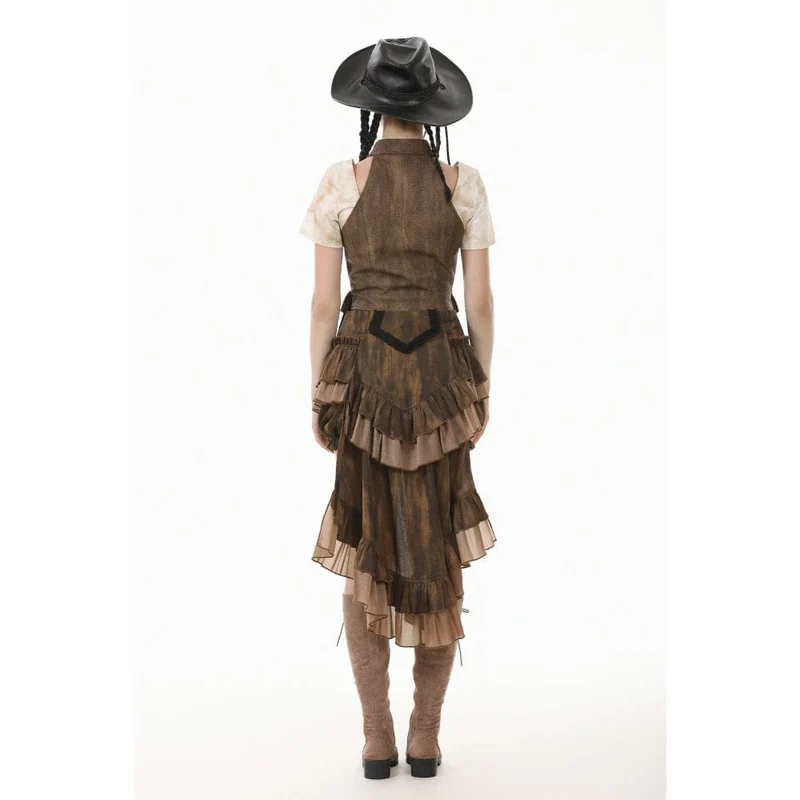 Steampunk-Utility-Weste für Damen mit Cargotaschen