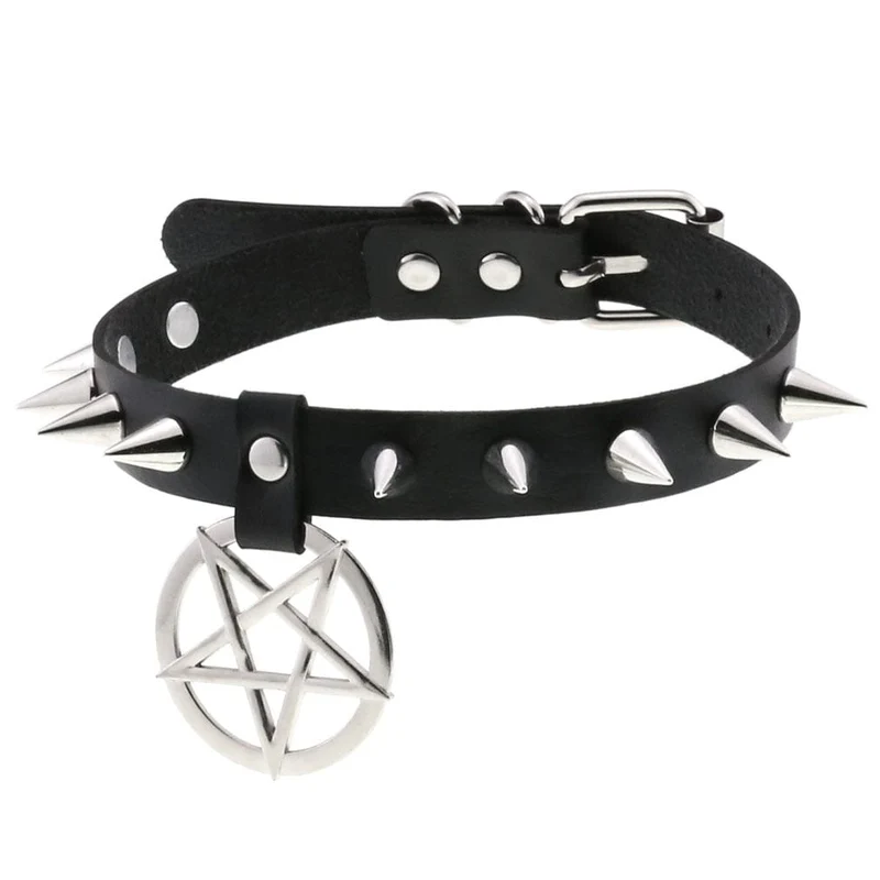 Punk-Halsband mit Sternbesatz für Damen