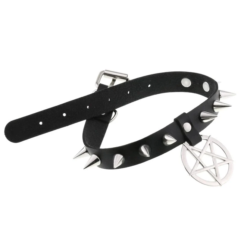 Punk-Halsband mit Sternbesatz für Damen