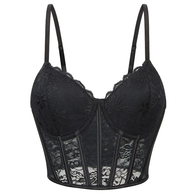 Gothic-Überbrustkorsett mit Spitze und Stäbchen für Damen
