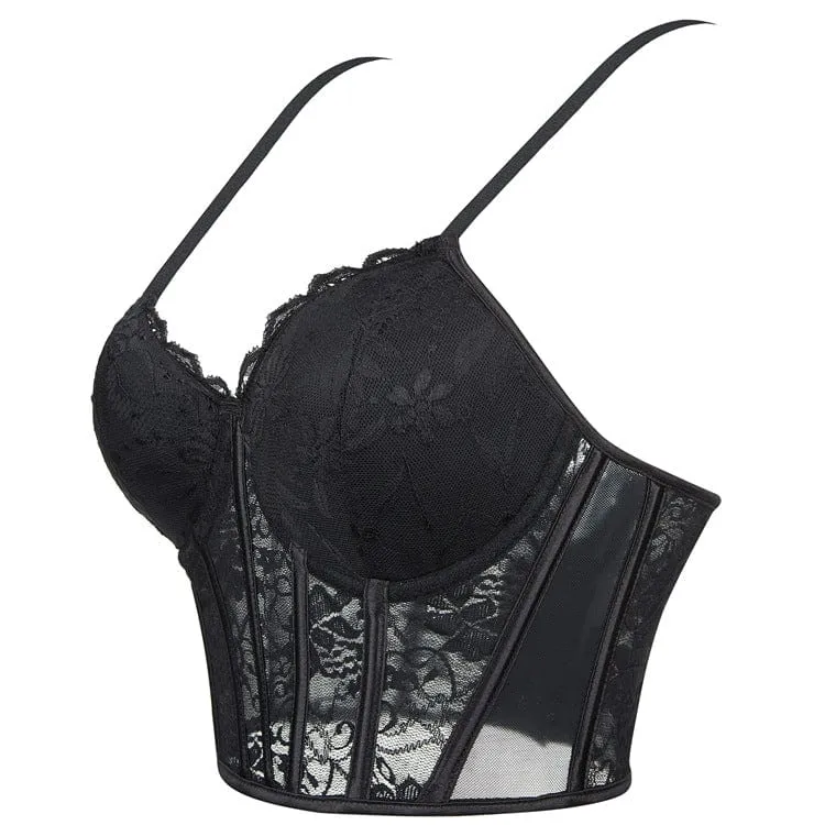 Gothic-Überbrustkorsett mit Spitze und Stäbchen für Damen