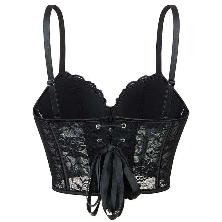 Gothic-Überbrustkorsett mit Spitze und Stäbchen für Damen