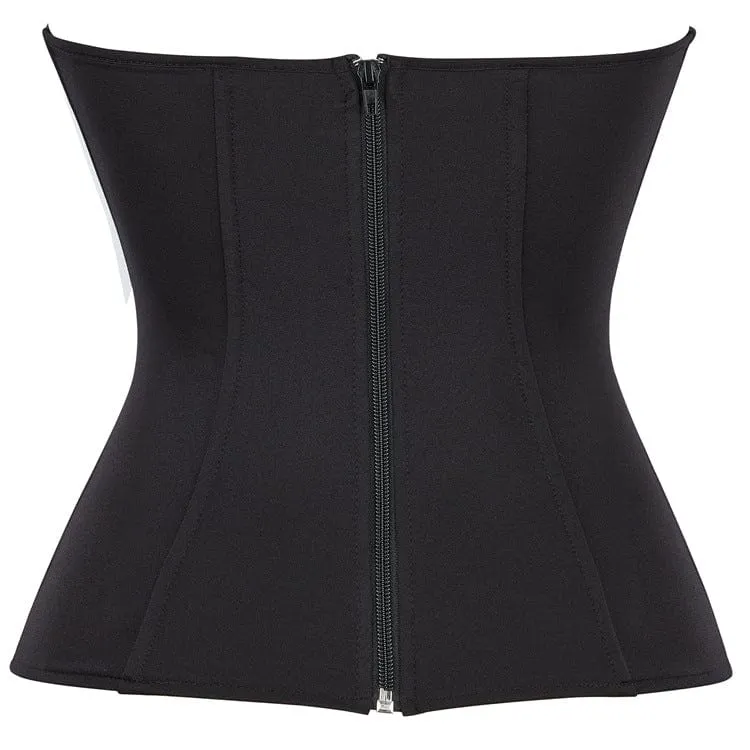 Gothic-Vollbrustkorsett für Damen in Volltonfarbe und elastischem Material