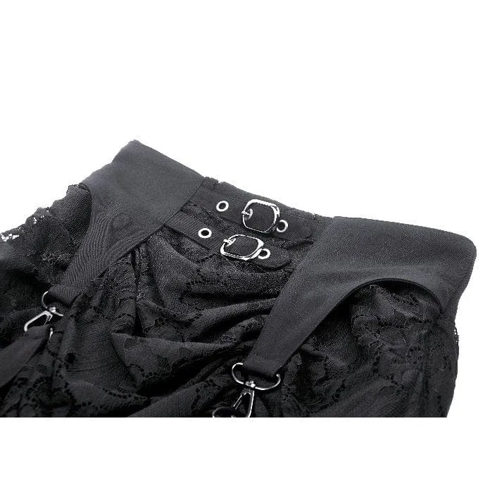 Damen Gothic High/Low Spitzenrock