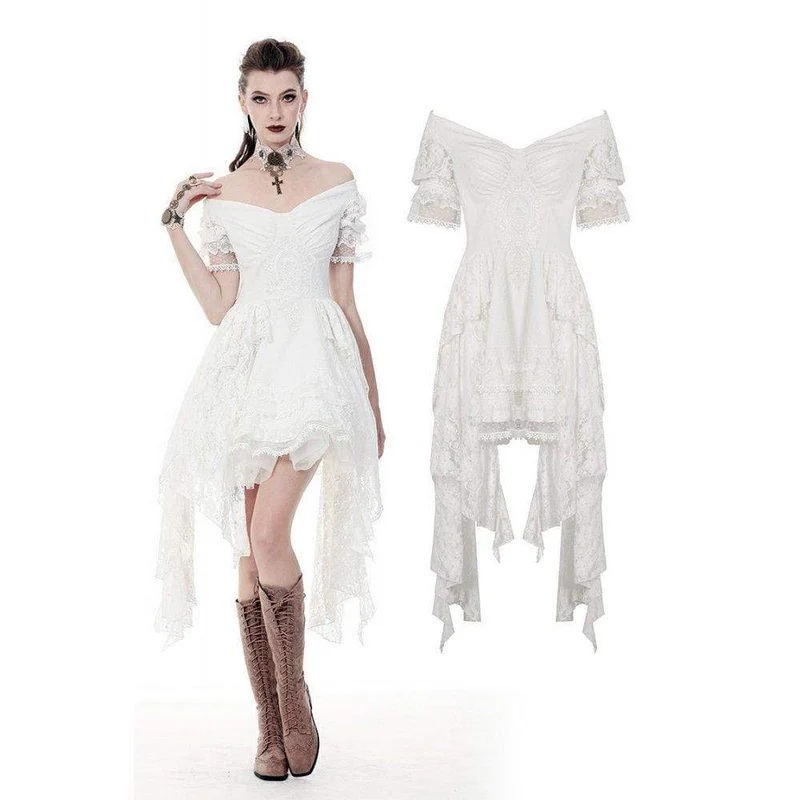 Wunderschönes schulterfreies Brautkleid aus Vollspitze für Damen, auch als Abschlusskleid geeignet