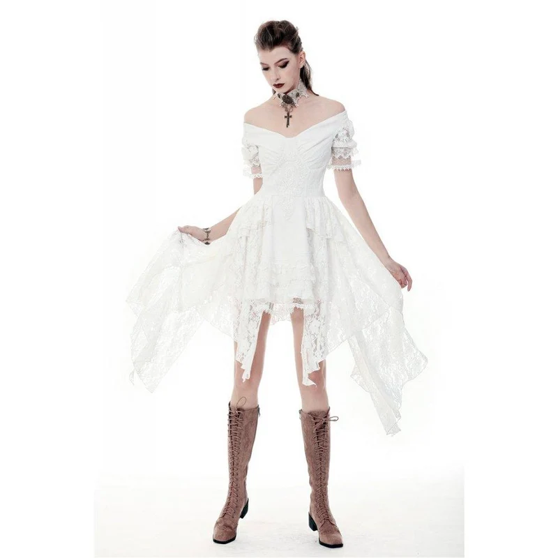 Wunderschönes schulterfreies Brautkleid aus Vollspitze für Damen, auch als Abschlusskleid geeignet