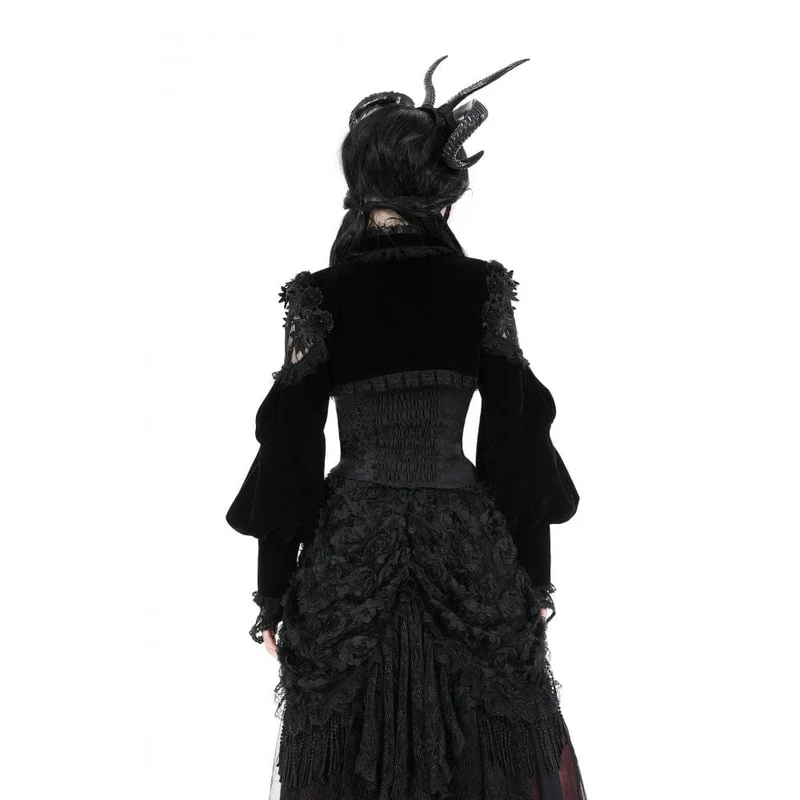 Gothic-Umhang aus Samt mit Laternenärmeln und Spitzenspleißen für Damen