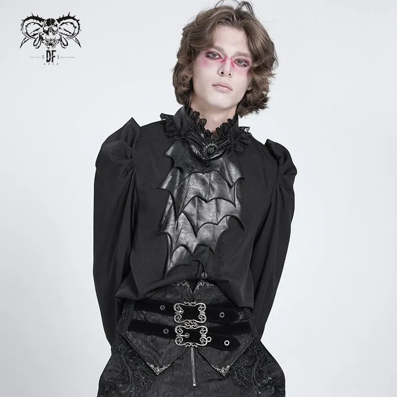 Gothic-Herrenhemd mit Stehkragen und Puffärmeln im Fledermaus-Stil