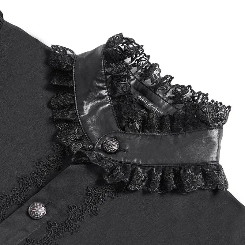 Gothic-Herrenhemd mit Stehkragen und Puffärmeln im Fledermaus-Stil