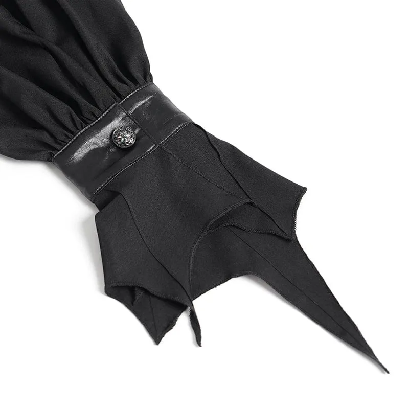 Gothic-Herrenhemd mit Stehkragen und Puffärmeln im Fledermaus-Stil