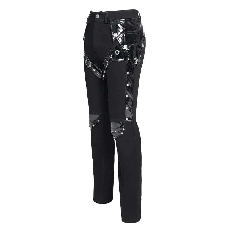 Herren Punk Armor Lackleder Splice Hose