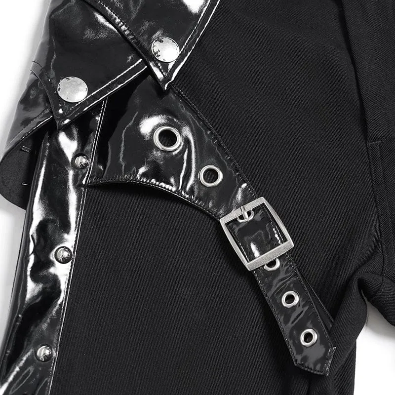 Herren Punk Armor Lackleder Splice Hose