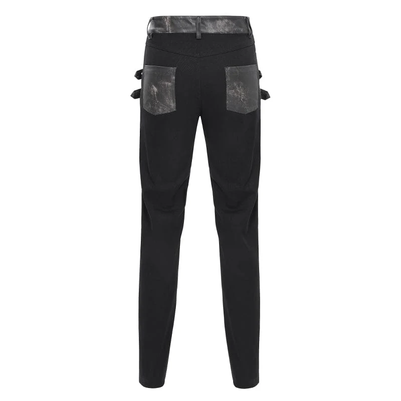 Herrenhose mit Punk-Kunstleder-Spleißschnalle