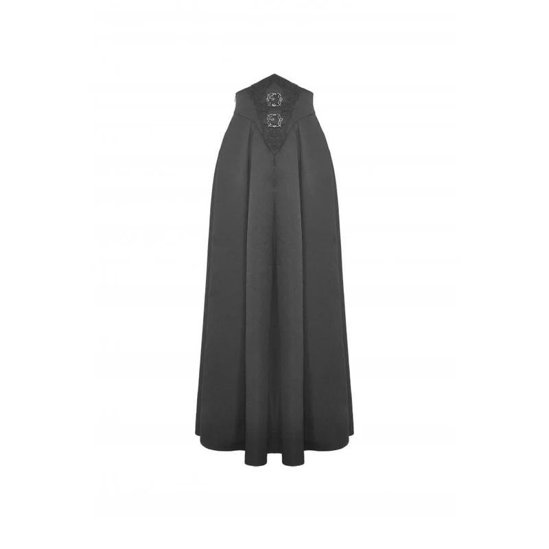 Langer Gothic-Rock mit hoher Taille und Falten für Damen