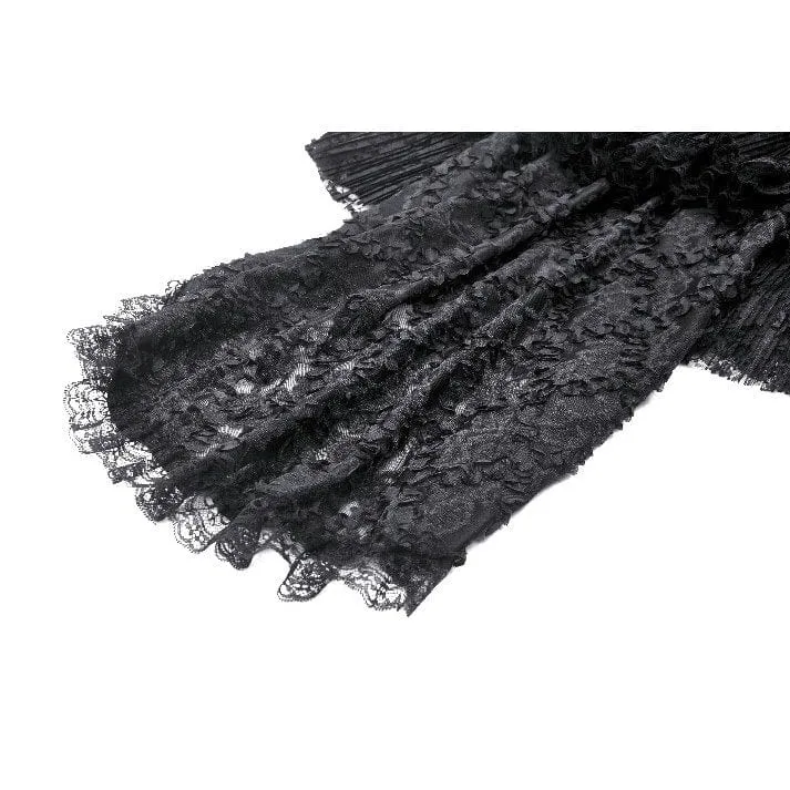 Damen-Gothic-Kleid aus Samt mit hohem/niedrigem Spitzenspleiß