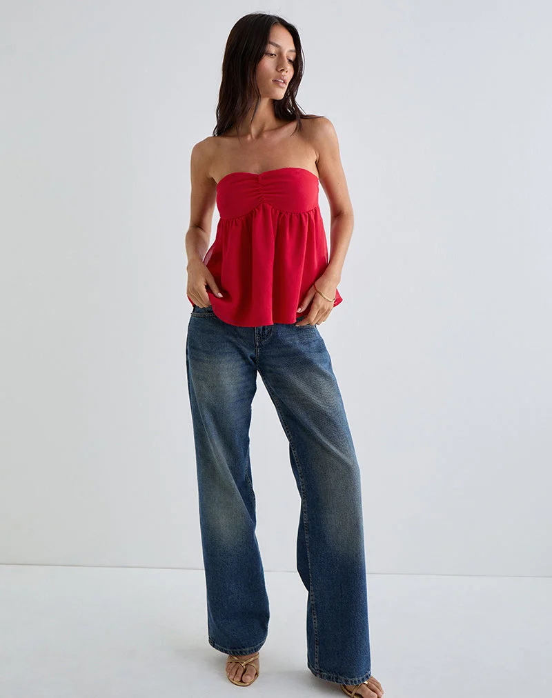 Setsuko Bandeau-Langarmshirt in Rot