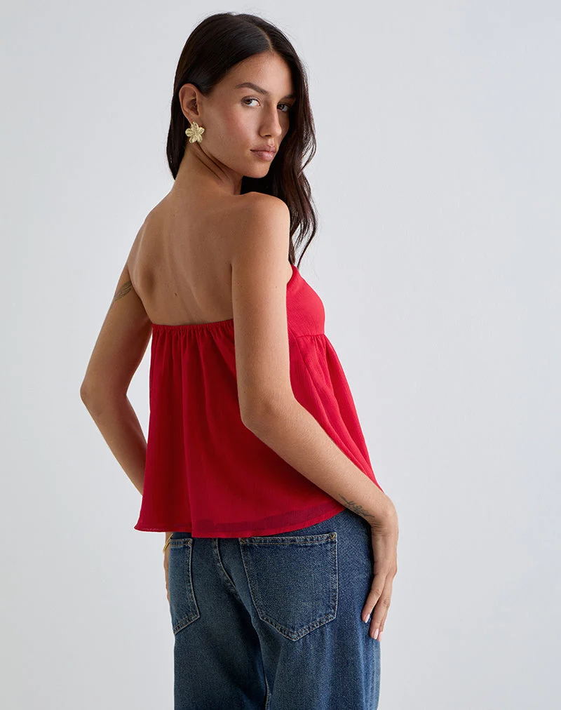 Setsuko Bandeau-Langarmshirt in Rot