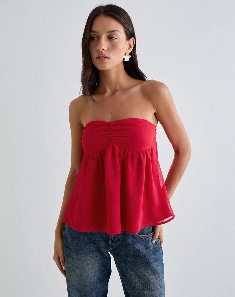 Setsuko Bandeau-Langarmshirt in Rot