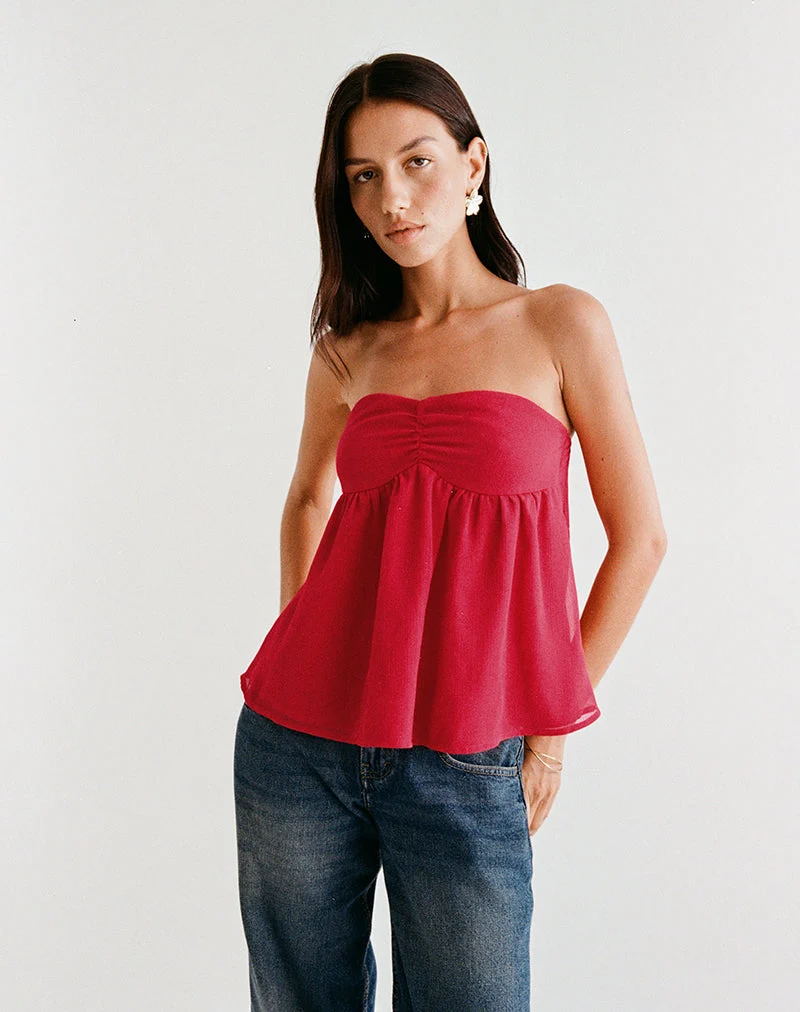Setsuko Bandeau-Langarmshirt in Rot