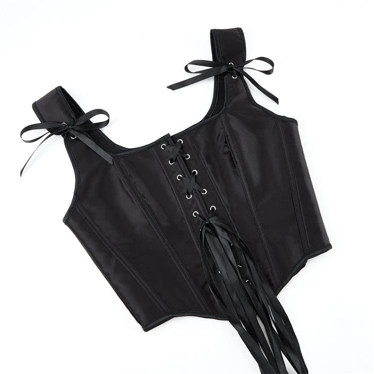 Gothic-Überbrustkorsett mit Schnürung und Stäbchen für Damen