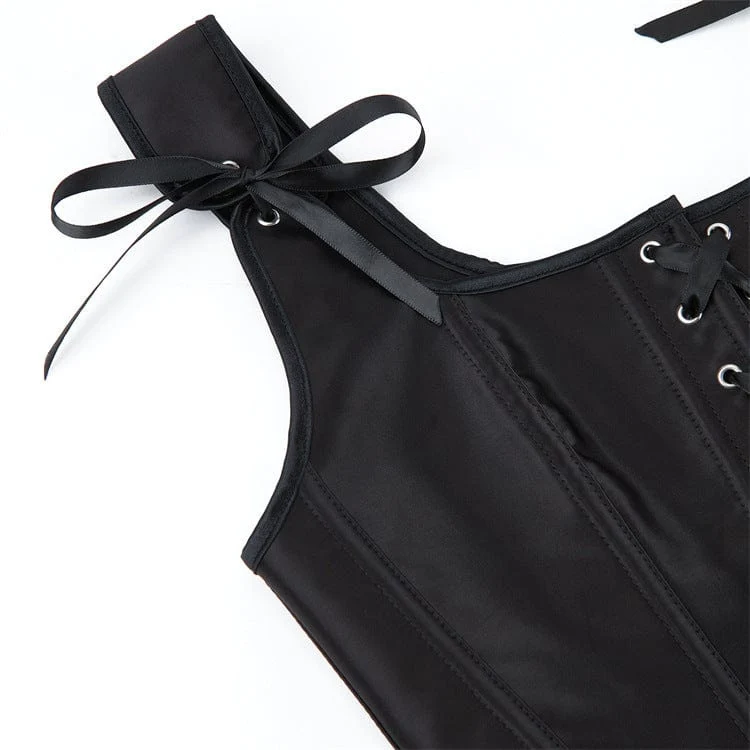 Gothic-Überbrustkorsett mit Schnürung und Stäbchen für Damen