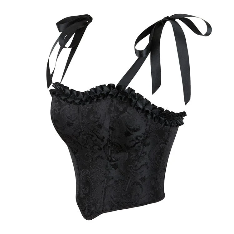 Gothic-Überbrustkorsett mit Rüschensaum und Schnürung für Damen