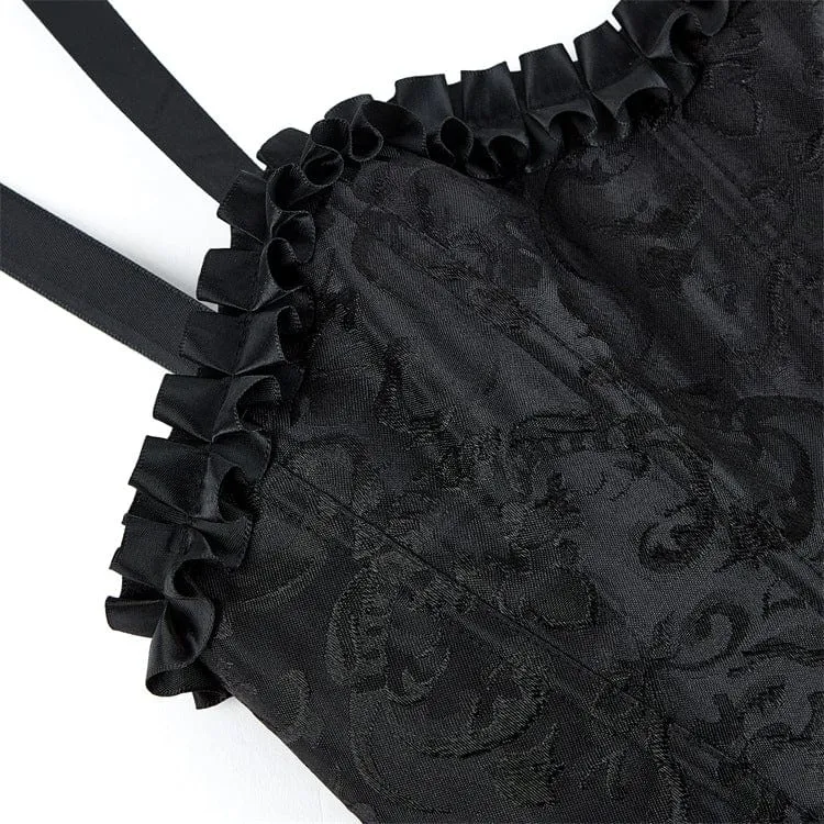 Gothic-Überbrustkorsett mit Rüschensaum und Schnürung für Damen