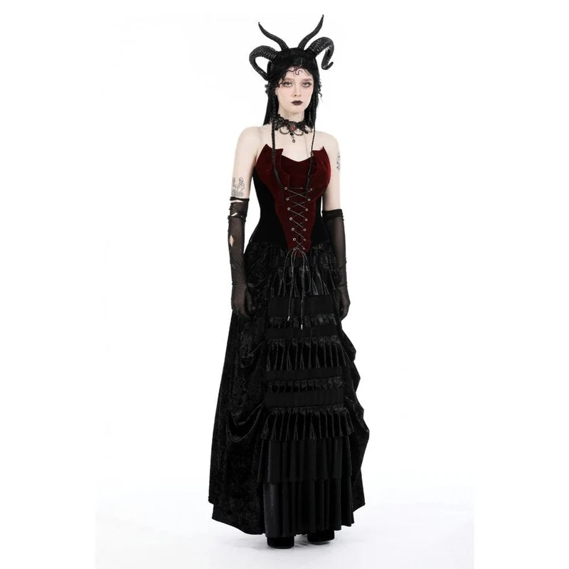 Zweifarbiges Gothic-Fledermaus-Vollbrustkorsett für Damen