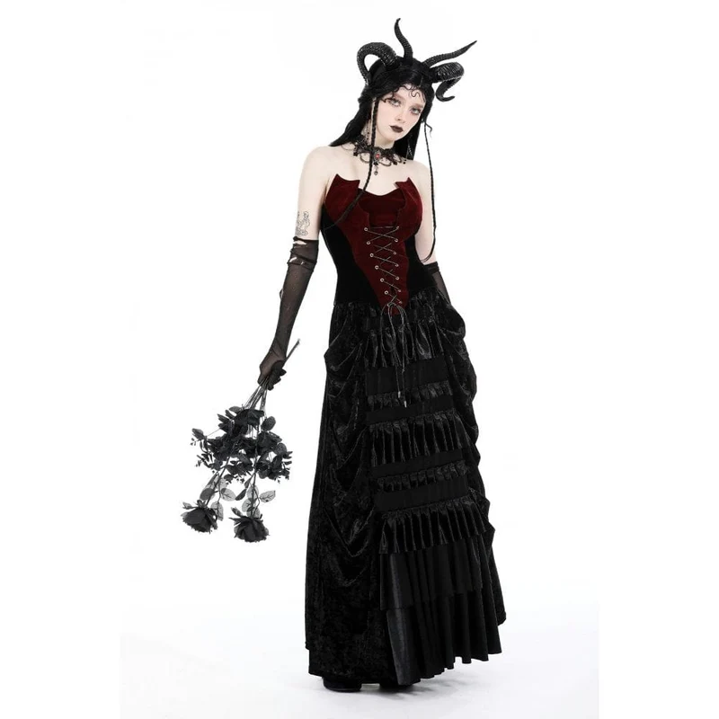 Zweifarbiges Gothic-Fledermaus-Vollbrustkorsett für Damen