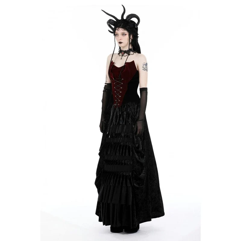 Zweifarbiges Gothic-Fledermaus-Vollbrustkorsett für Damen