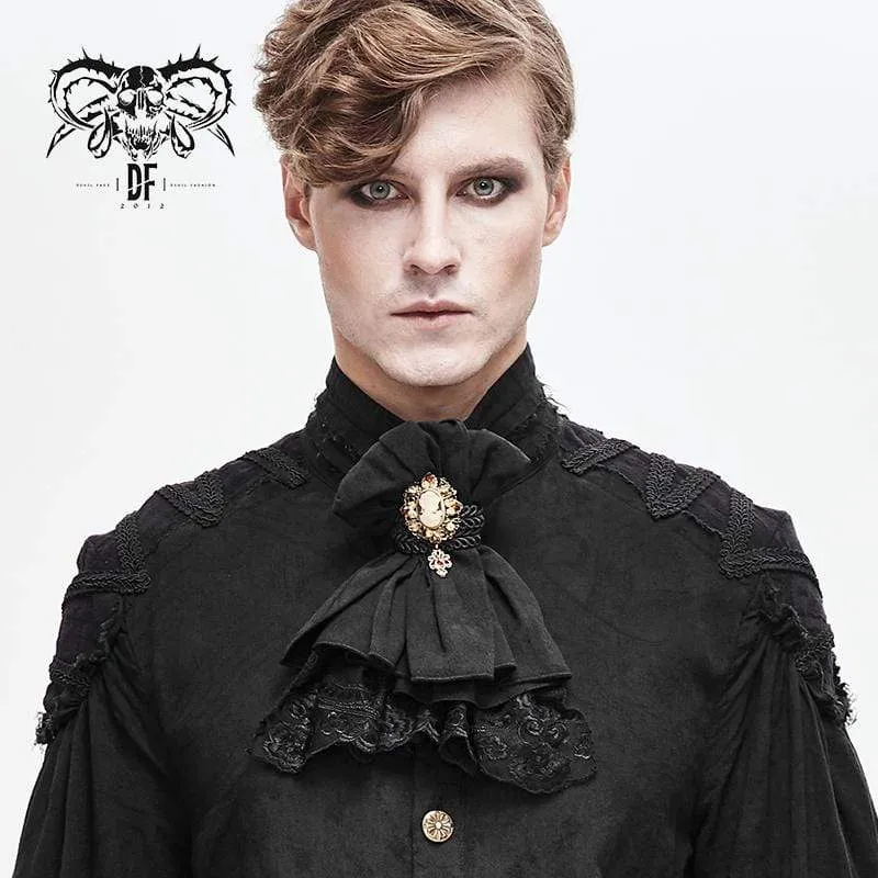 Herren Vintage Lace Edge Pandent Black Bowties