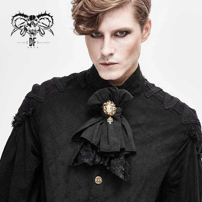 Herren Vintage Lace Edge Pandent Black Bowties