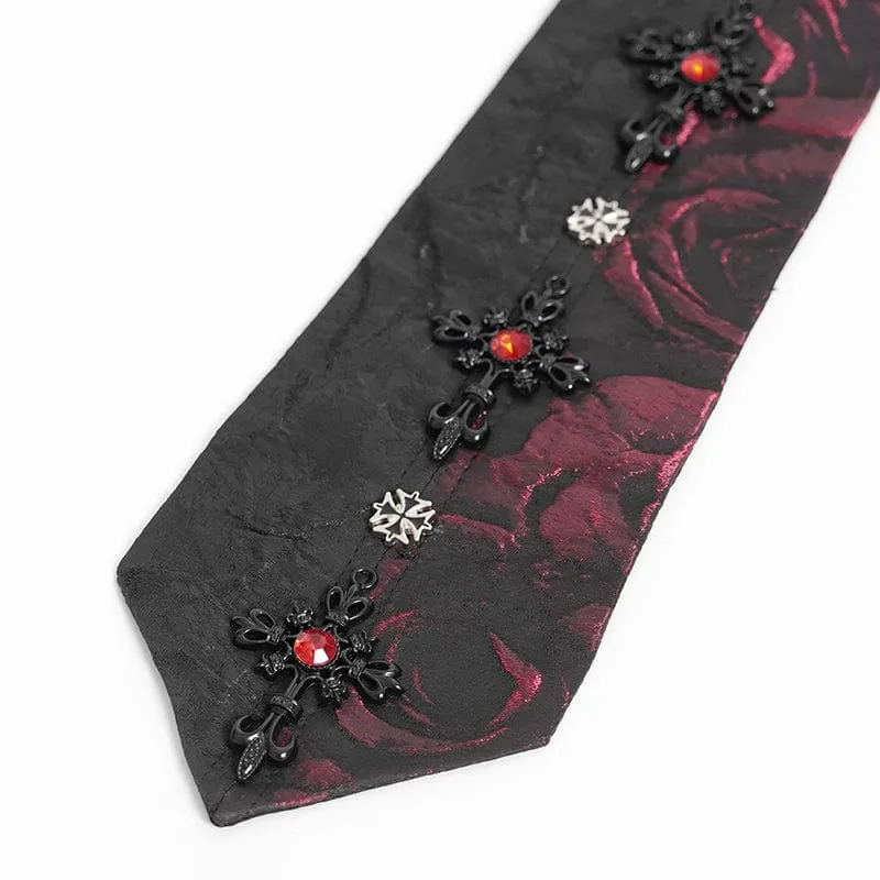 Gothic-Krawatte mit Kreuz in Kontrastfarbe für Herren
