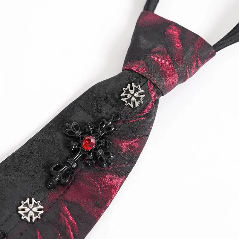Gothic-Krawatte mit Kreuz in Kontrastfarbe für Herren