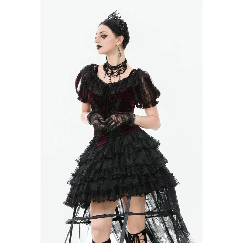 Gothic-Puppenkragen-Samtumhang für Damen