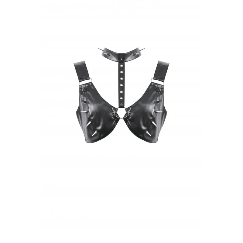 Damen-Bustier aus Kunstleder mit Punk-Nieten