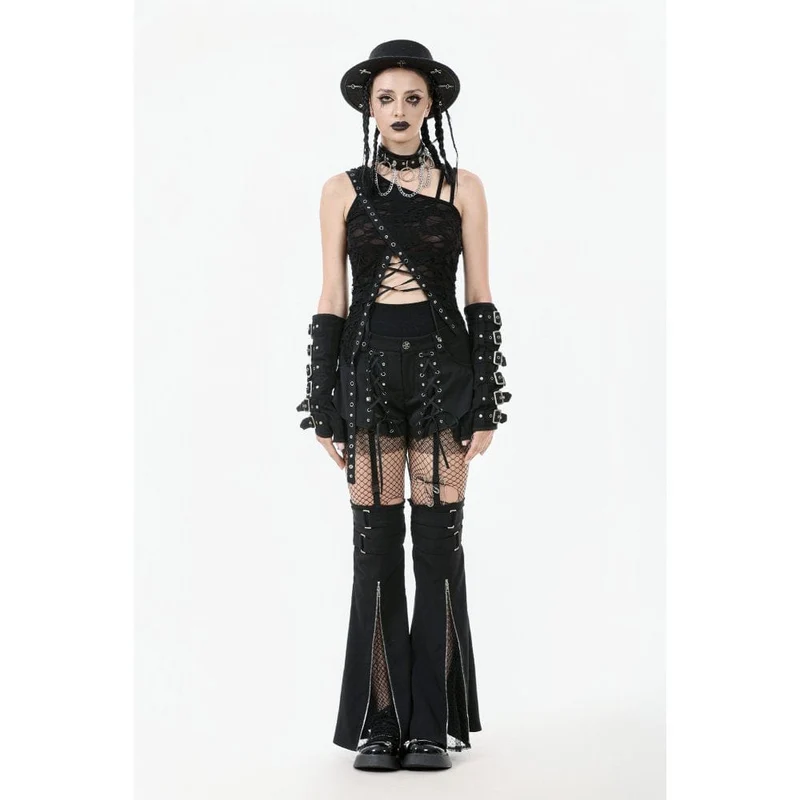 Punk-Tanktop mit zerrissenem asymmetrischem Saum für Damen