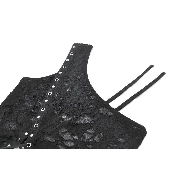 Punk-Tanktop mit zerrissenem asymmetrischem Saum für Damen