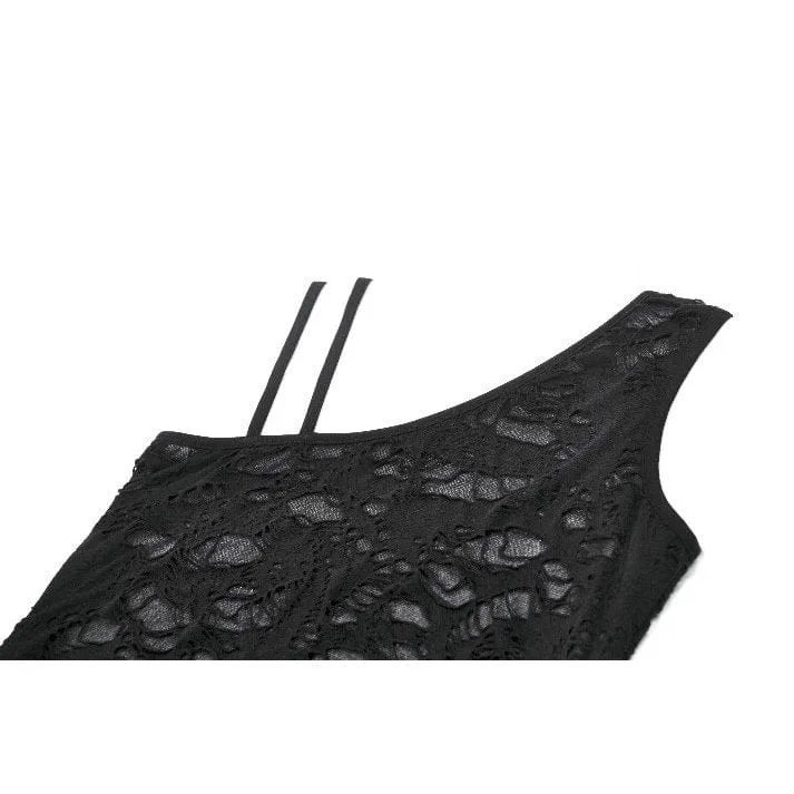 Punk-Tanktop mit zerrissenem asymmetrischem Saum für Damen