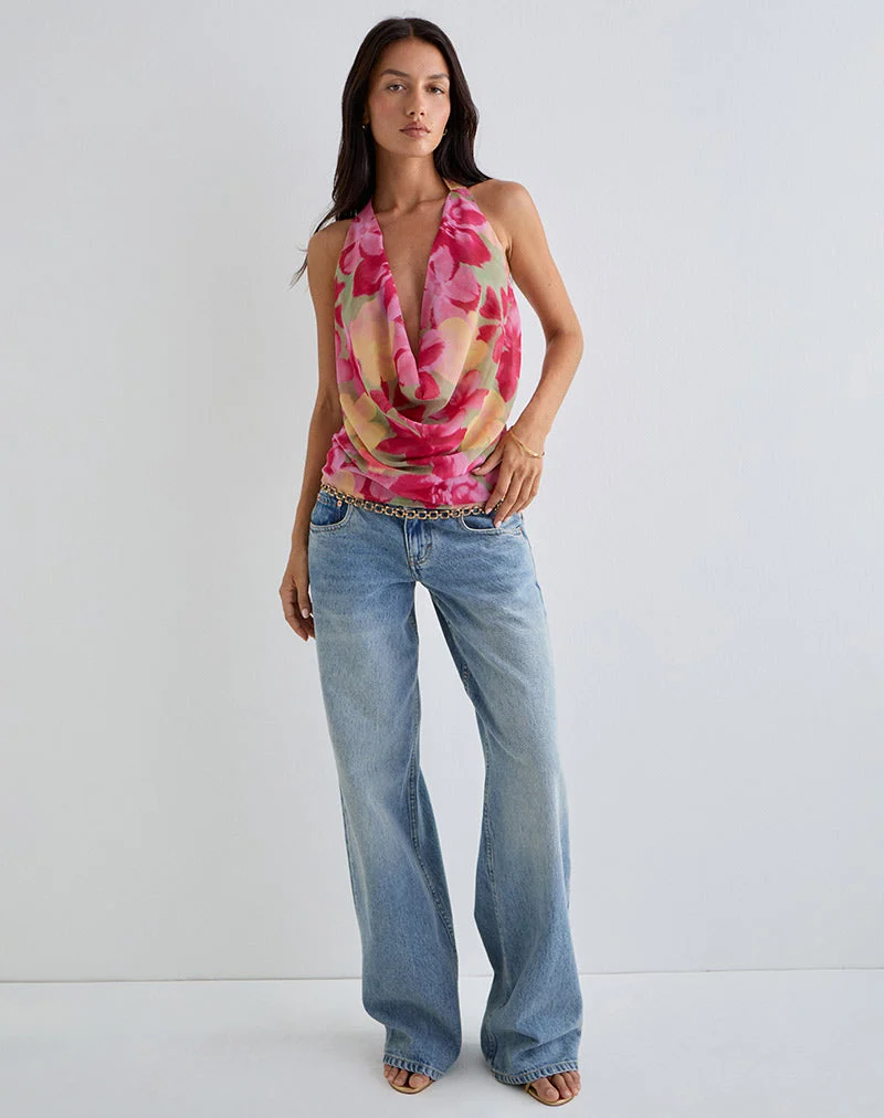 Duma Cowl Halfter Top in Bold Multi Farbe Floral