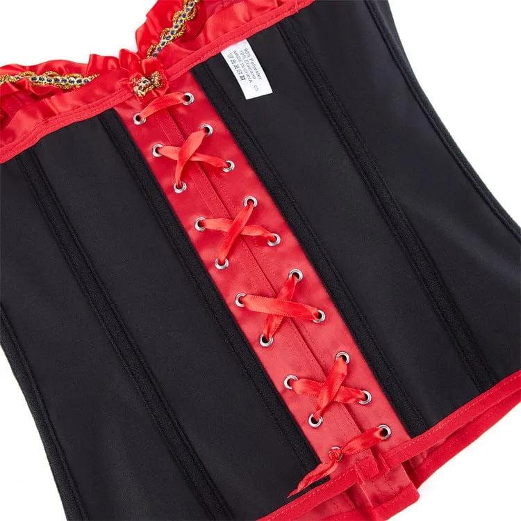 Gothic-Überbrustkorsett mit Rüschensaum und Armbinde für Damen